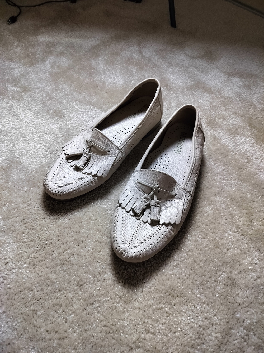 Dexter Tassel Fringe Slip-On Loafers in Light Beige